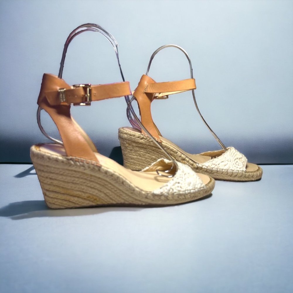 Vince Camuto Tessa Floral Lace Wedge Ankle Strap Sandals 10